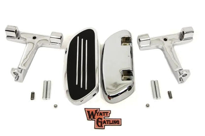 V-Twin Wyatt Gatling Chrome Passenger Footboard Kit for Harley Davidson FLT by V-Twin