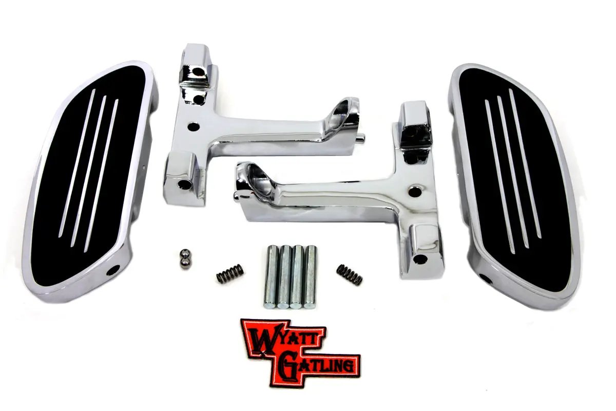 V-Twin Wyatt Gatling Chrome Passenger Footboard Kit for Harley Davidson FLT by V-Twin