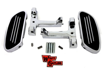 V-Twin Wyatt Gatling Chrome Passenger Footboard Kit for Harley Davidson FLT by V-Twin