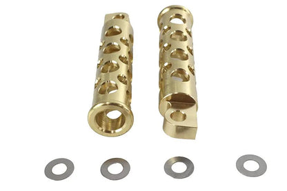 V-Twin Swiss Cheese Style Brass Footpeg Set - Durable Motorcycle Footpegs with Mounting Hardware by V-Twin