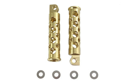 V-Twin Swiss Cheese Style Brass Footpeg Set - Durable Motorcycle Footpegs with Mounting Hardware by V-Twin