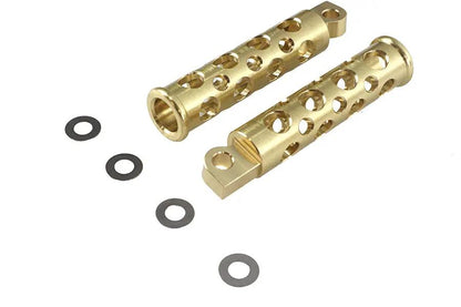 V-Twin Swiss Cheese Style Brass Footpeg Set - Durable Motorcycle Footpegs with Mounting Hardware by V-Twin
