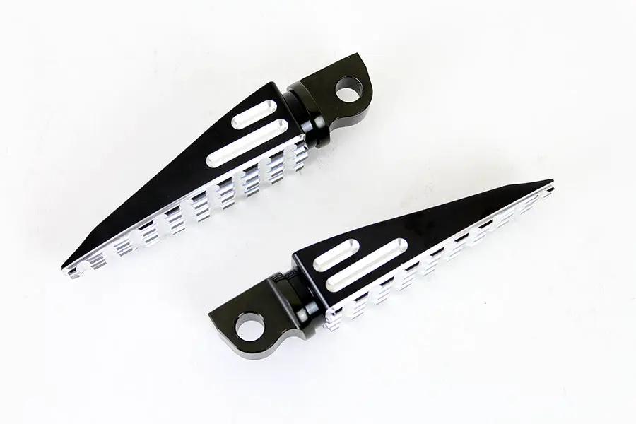 Wyatt Gatling Black Adjustable Footpeg Set with Silver Highlights for Female Peg Yokes - Part 78185B by Wyatt Gatling