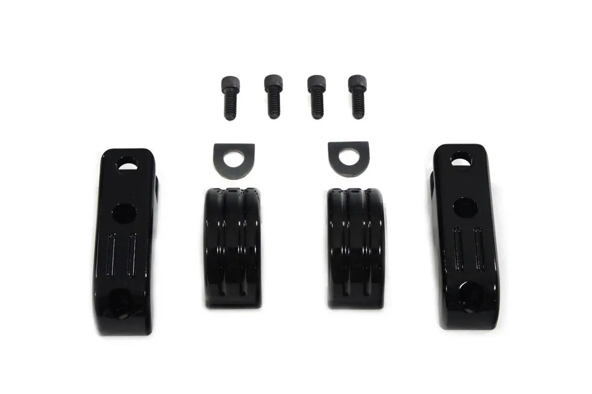 V-Twin Black Engine Bar Footpeg Mount - CNC Machined Billet Aluminum for Harley Davidson and Custom Motorcycles by V-Twin