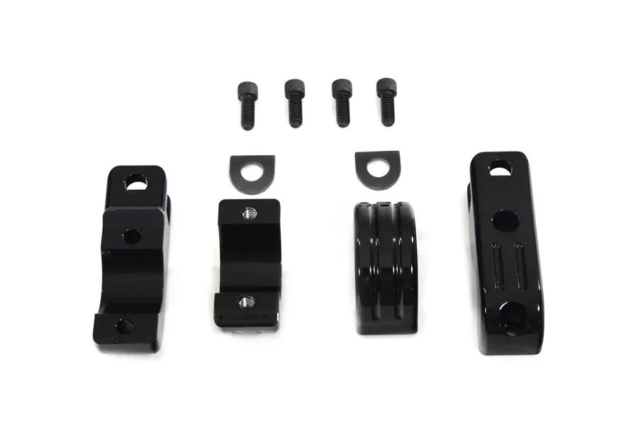 V-Twin Black Engine Bar Footpeg Mount - CNC Machined Billet Aluminum for Harley Davidson and Custom Motorcycles by V-Twin