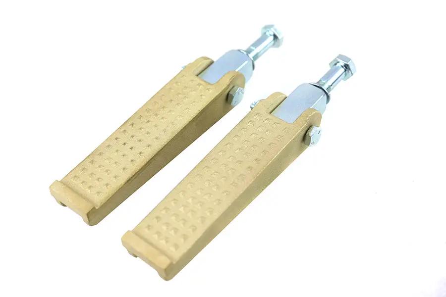 V-Twin Anderson Chopper Style Brass Footpeg Set - Classic Sand Cast Finish with Mounting Blocks by V-Twin