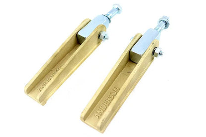 V-Twin Anderson Chopper Style Brass Footpeg Set - Classic Sand Cast Finish with Mounting Blocks by V-Twin