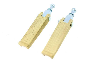 V-Twin Anderson Chopper Style Brass Footpeg Set - Classic Sand Cast Finish with Mounting Blocks by V-Twin