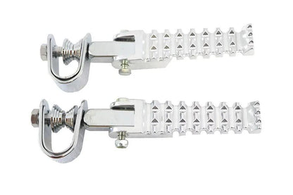 V-Twin Moto Footpeg Set with Clamp - Alloy Bright Cast Footpegs with Zinc Plated Clamp and 5/8 Inch Blocks by V-Twin