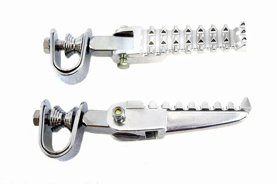 V-Twin Moto Footpeg Set with Clamp - Alloy Bright Cast Footpegs with Zinc Plated Clamp and 5/8 Inch Blocks by V-Twin