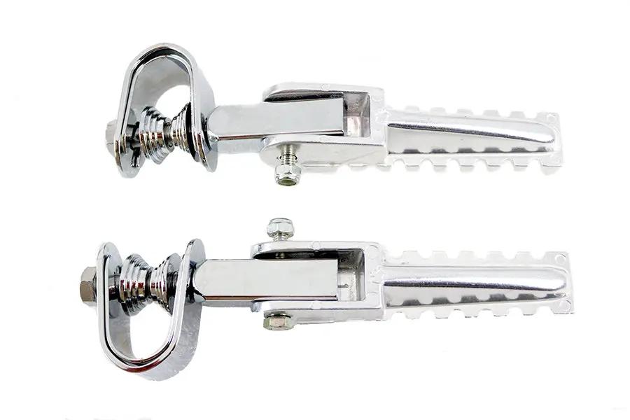 V-Twin Moto Footpeg Set with Clamp - Alloy Bright Cast Footpegs with Zinc Plated Clamp and 5/8 Inch Blocks by V-Twin