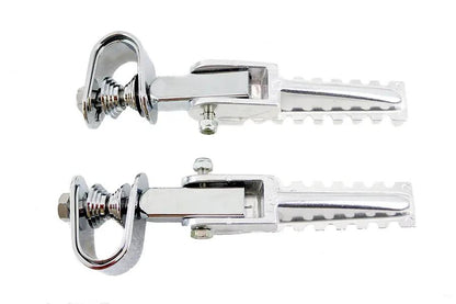 V-Twin Moto Footpeg Set with Clamp - Alloy Bright Cast Footpegs with Zinc Plated Clamp and 5/8 Inch Blocks by V-Twin