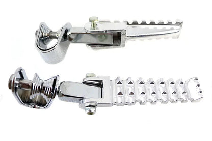 V-Twin Moto Footpeg Set with Clamp - Alloy Bright Cast Footpegs with Zinc Plated Clamp and 5/8 Inch Blocks by V-Twin