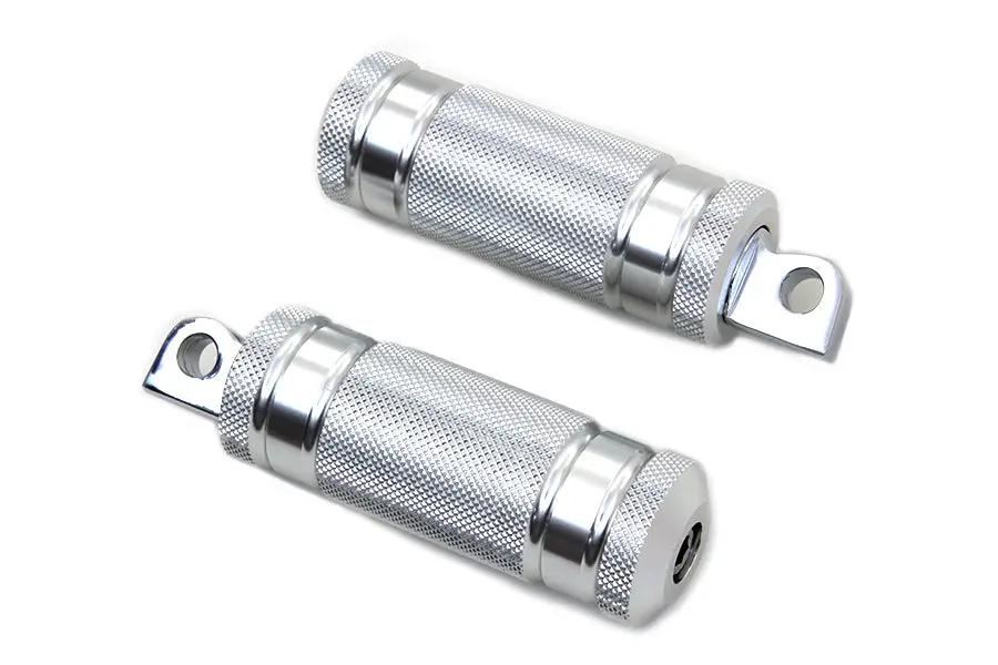 Wyatt Gatling Silver Knurled Four Grooved Footpeg Set - Set of Two by Wyatt Gatling