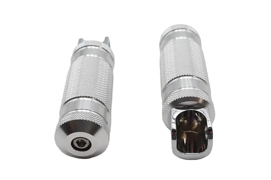 Wyatt Gatling Silver Knurled Four Grooved Footpeg Set - Durable Motorcycle Footpegs with Chrome and Zinc Bolt Options by Wyatt Gatling