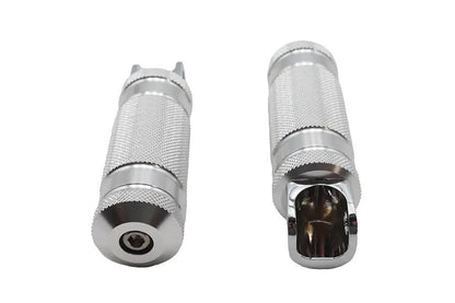 Wyatt Gatling Silver Knurled Four Grooved Footpeg Set - Durable Motorcycle Footpegs with Chrome and Zinc Bolt Options by Wyatt Gatling