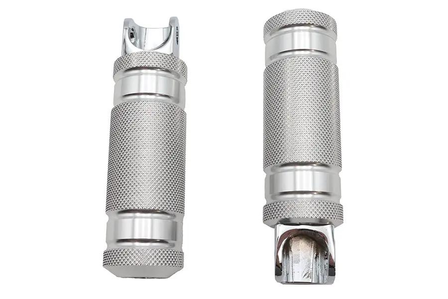 Wyatt Gatling Silver Knurled Four Grooved Footpeg Set - Durable Motorcycle Footpegs with Chrome and Zinc Bolt Options by Wyatt Gatling