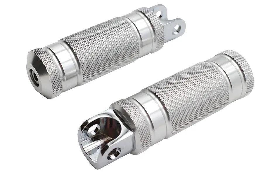 Wyatt Gatling Silver Knurled Four Grooved Footpeg Set - Durable Motorcycle Footpegs with Chrome and Zinc Bolt Options by Wyatt Gatling