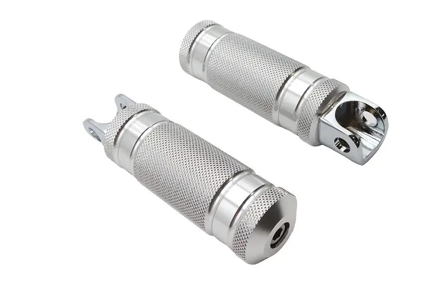Wyatt Gatling Silver Knurled Four Grooved Footpeg Set - Durable Motorcycle Footpegs with Chrome and Zinc Bolt Options by Wyatt Gatling