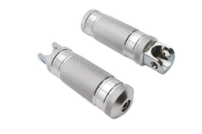 Wyatt Gatling Silver Knurled Four Grooved Footpeg Set - Durable Motorcycle Footpegs with Chrome and Zinc Bolt Options by Wyatt Gatling