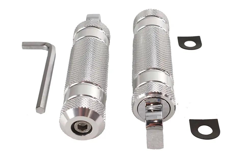 Wyatt Gatling 17-0425KB Silver Knurled Four Grooved Footpeg Set by Wyatt Gatling