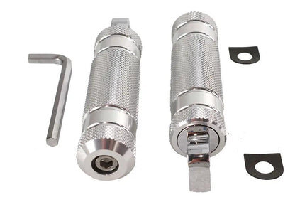 Wyatt Gatling 17-0425KB Silver Knurled Four Grooved Footpeg Set by Wyatt Gatling