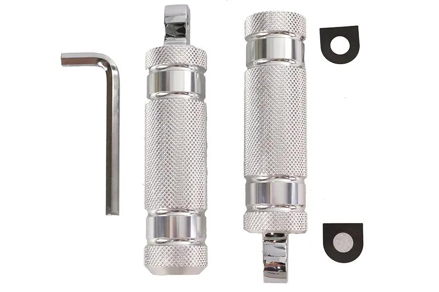 Wyatt Gatling 17-0425KB Silver Knurled Four Grooved Footpeg Set by Wyatt Gatling