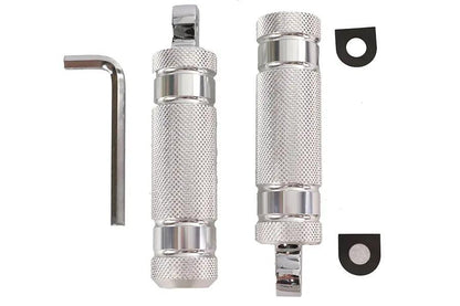 Wyatt Gatling 17-0425KB Silver Knurled Four Grooved Footpeg Set by Wyatt Gatling