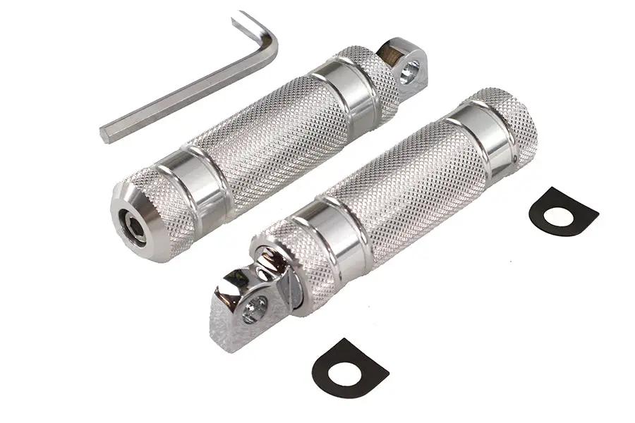 Wyatt Gatling 17-0425KB Silver Knurled Four Grooved Footpeg Set by Wyatt Gatling
