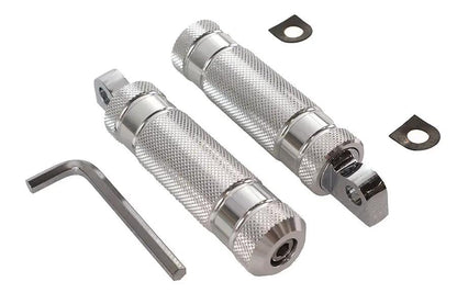 Wyatt Gatling 17-0425KB Silver Knurled Four Grooved Footpeg Set by Wyatt Gatling