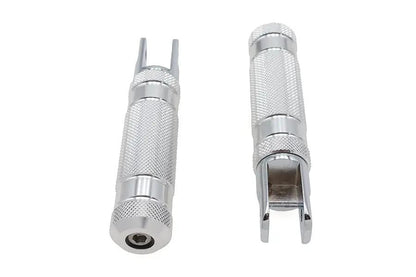 Wyatt Gatling Silver Knurled Four Grooved Footpeg Set with 5/16 inch x 1/8 inch Thread Size by Wyatt Gatling