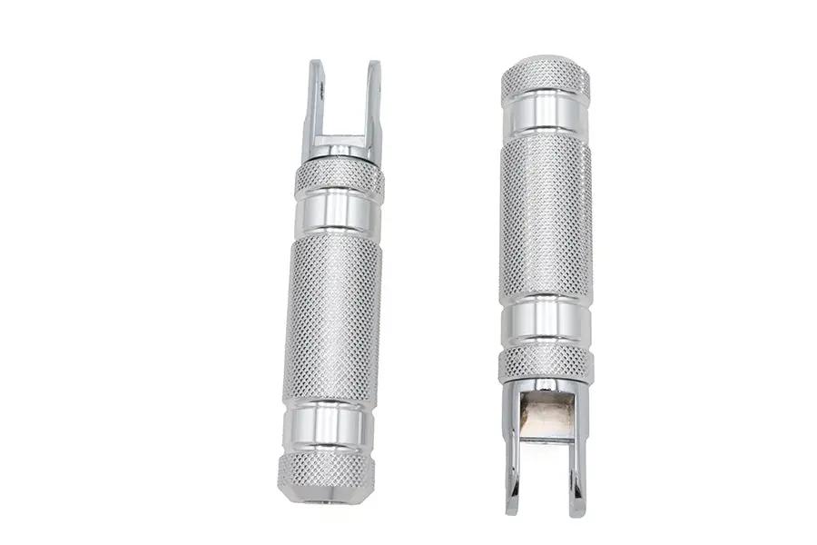 Wyatt Gatling Silver Knurled Four Grooved Footpeg Set with 5/16 inch x 1/8 inch Thread Size by Wyatt Gatling