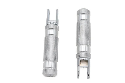 Wyatt Gatling Silver Knurled Four Grooved Footpeg Set with 5/16 inch x 1/8 inch Thread Size by Wyatt Gatling