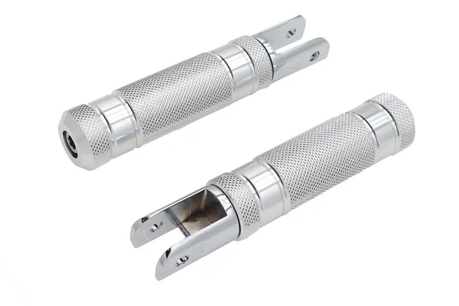 Wyatt Gatling Silver Knurled Four Grooved Footpeg Set with 5/16 inch x 1/8 inch Thread Size by Wyatt Gatling