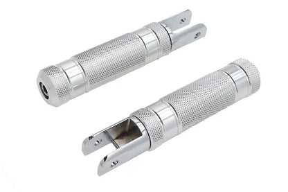 Wyatt Gatling Silver Knurled Four Grooved Footpeg Set with 5/16 inch x 1/8 inch Thread Size by Wyatt Gatling