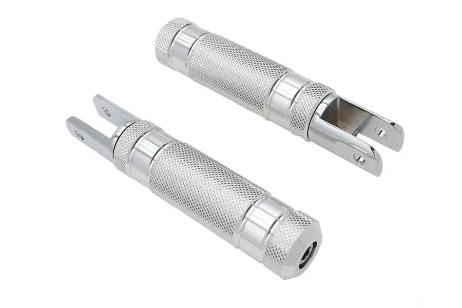 Wyatt Gatling Silver Knurled Four Grooved Footpeg Set with 5/16 inch x 1/8 inch Thread Size by Wyatt Gatling