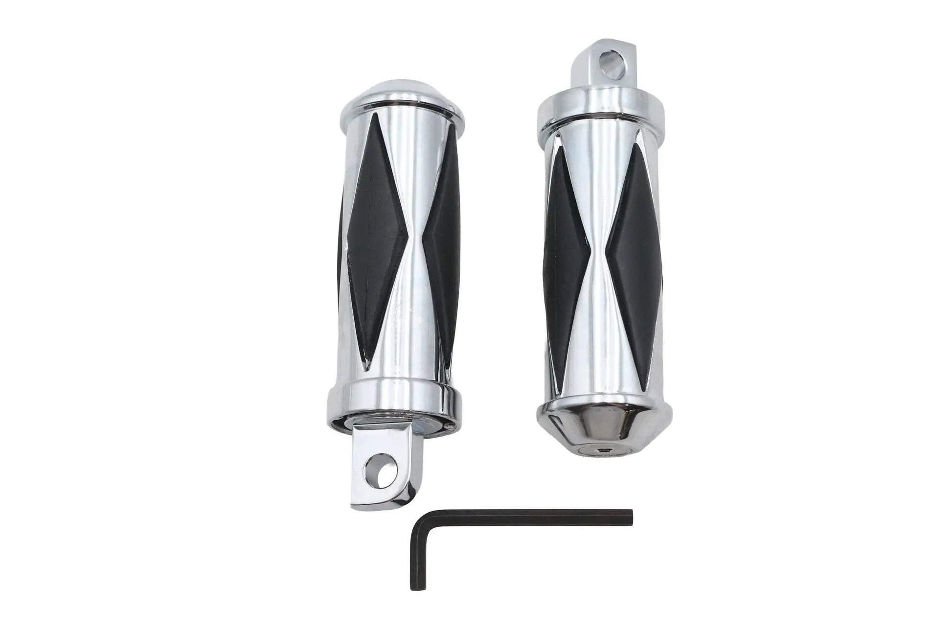 Ultima Diamond Driver Footpeg Set Chrome - Interchangeable Large Male Ends by Ultima