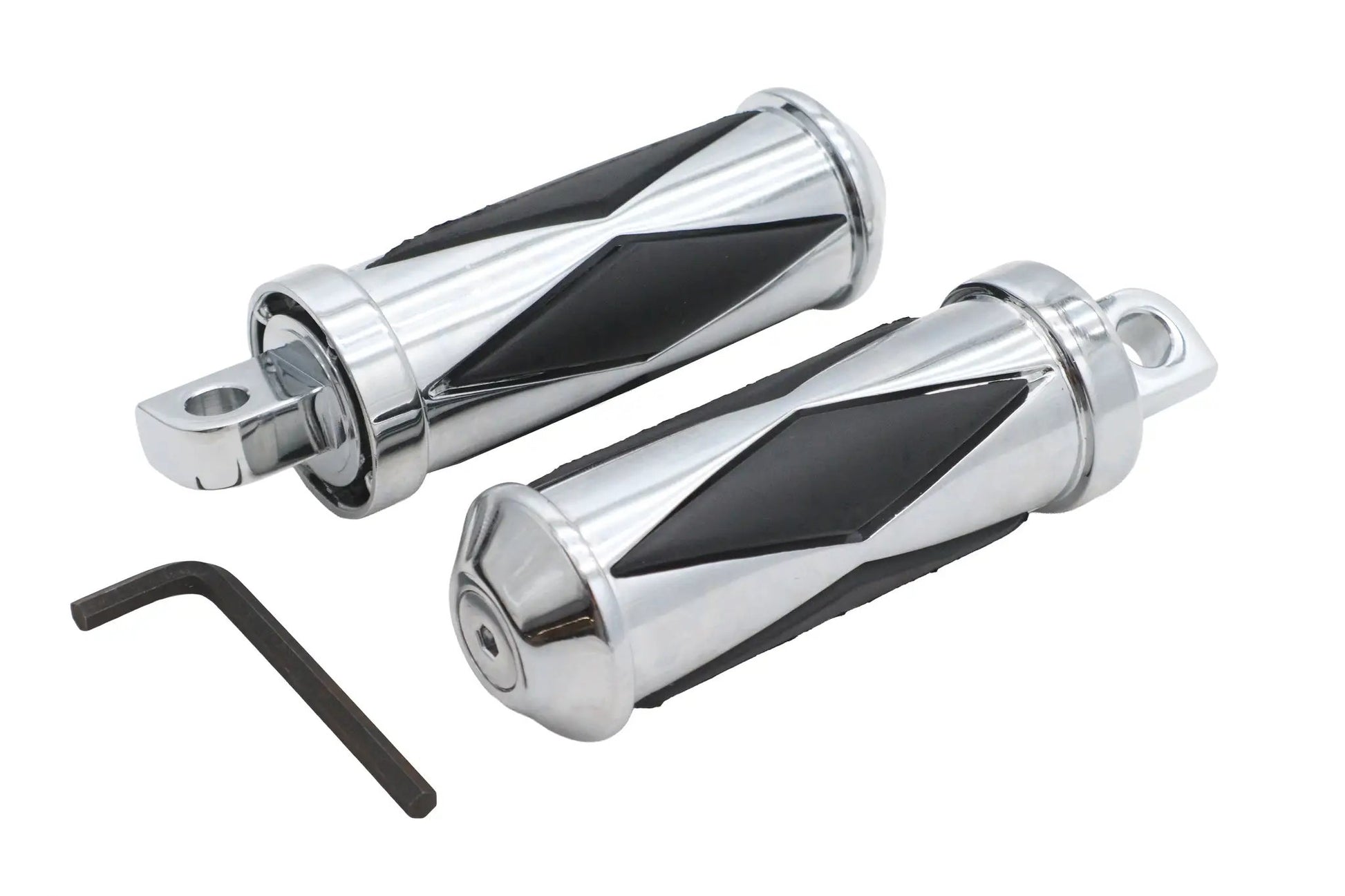 Ultima Diamond Driver Footpeg Set Chrome - Interchangeable Large Male Ends by Ultima