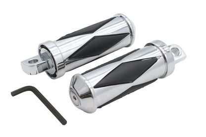 Ultima Diamond Driver Footpeg Set Chrome - Interchangeable Large Male Ends by Ultima