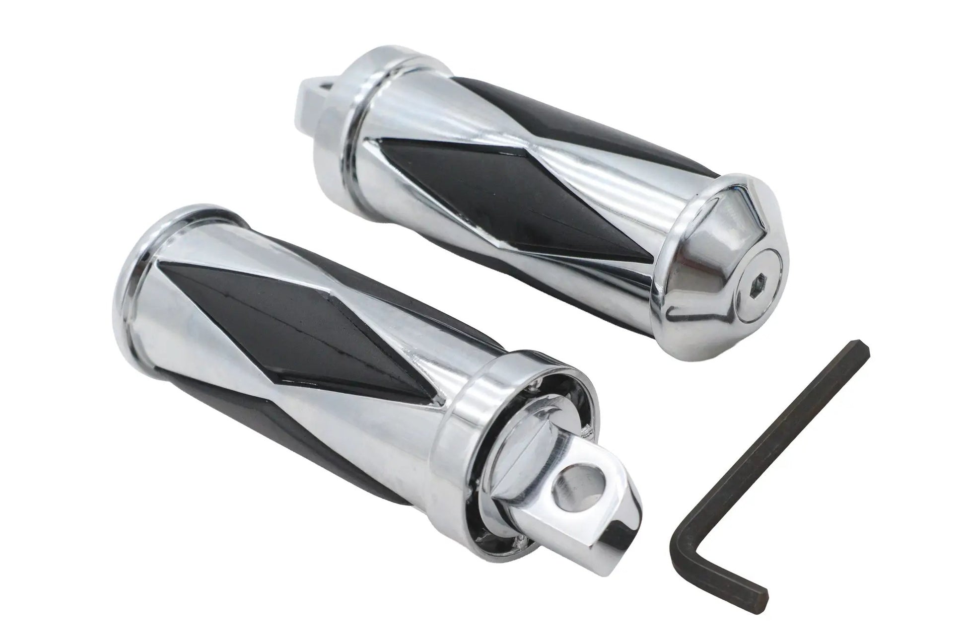 Ultima Diamond Driver Footpeg Set Chrome - Interchangeable Large Male Ends by Ultima