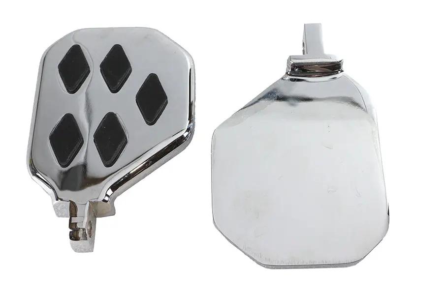 V-Twin Factory Sample Chrome Mini Footboard Set with Diamond Design by V-Twin