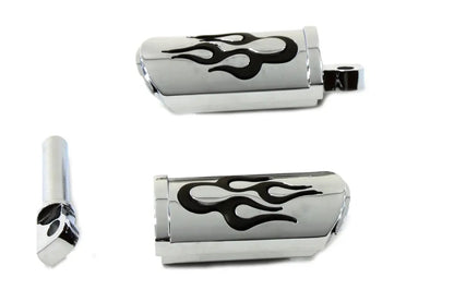 Wyatt Gatling Flame Style Adjustable Footpeg Set Chrome Part 17-0/6481EMP by Wyatt Gatling