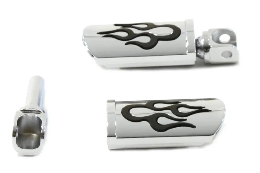 Wyatt Gatling Flame Style Adjustable Footpeg Set Chrome - Part #08519F by Wyatt Gatling