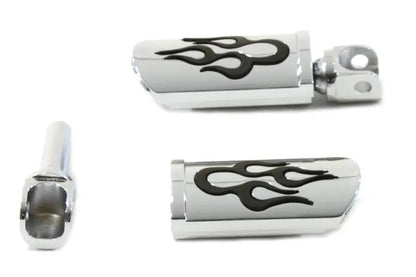 Wyatt Gatling Flame Style Adjustable Footpeg Set Chrome - Part #08519F by Wyatt Gatling