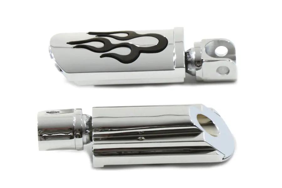 Wyatt Gatling Flame Style Adjustable Footpeg Set Chrome - Part #08519F by Wyatt Gatling