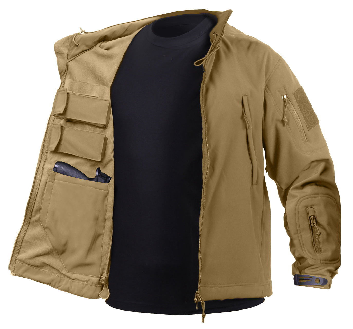 Rothco Concealed Carry Soft Shell Jacket in Coyote Brown, Size Large