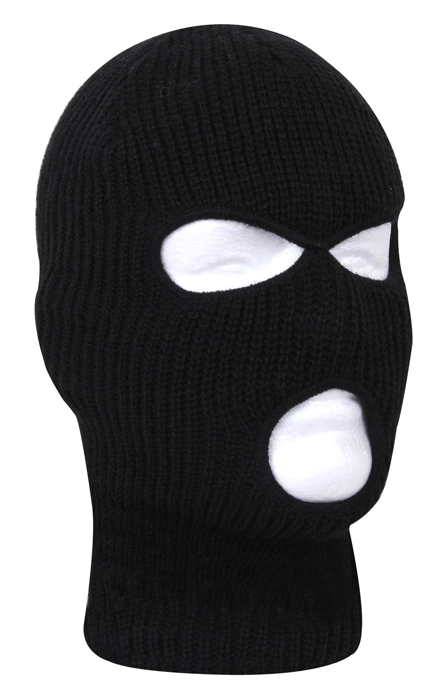 Rothco Fine Knit Three Hole Facemask Black – Cold Weather Face Cover for Outdoor Activities