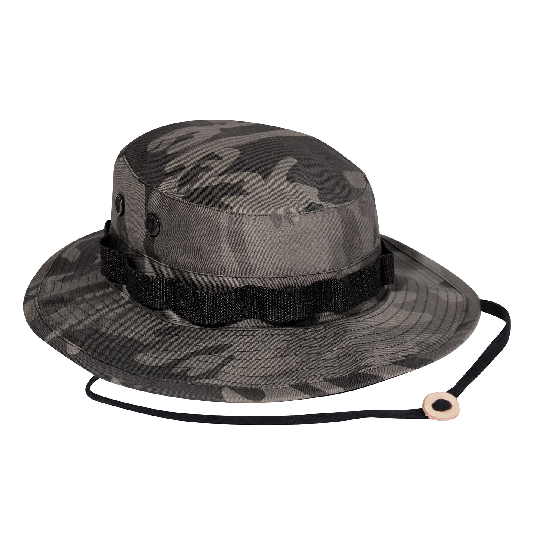 Rothco Black Camo Camo Boonie Hat - Military-Style Sun Hat with Wide Brim and Adjustable Chin Strap