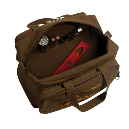 Rothco G.I. Type Zipper Pocket Mechanics Tool Bag with Military Stencil in Earth Brown
