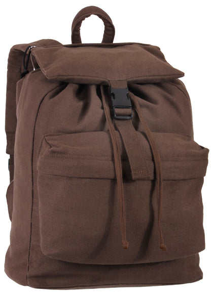 Rothco Canvas Daypack Earth Brown - 34L Rugged Water-Resistant Backpack for Hiking, Travel, and Daily Use